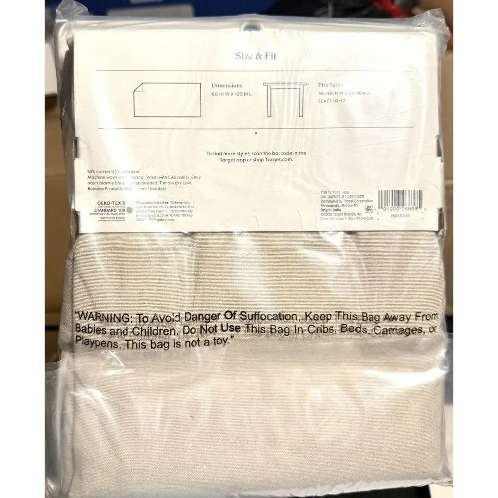 Threshold 120” x 60” Natural Solid Tablecloth Farmhouse Cotton Rectangle NEW